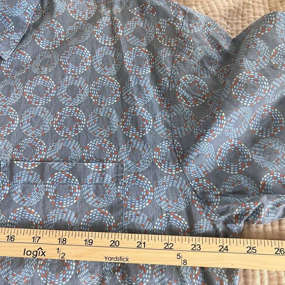 Tori Richard Shirt Mens XL Blue Cotton Button Up Short Sleeve Geometric Hawaiian - Picture 13 of 14